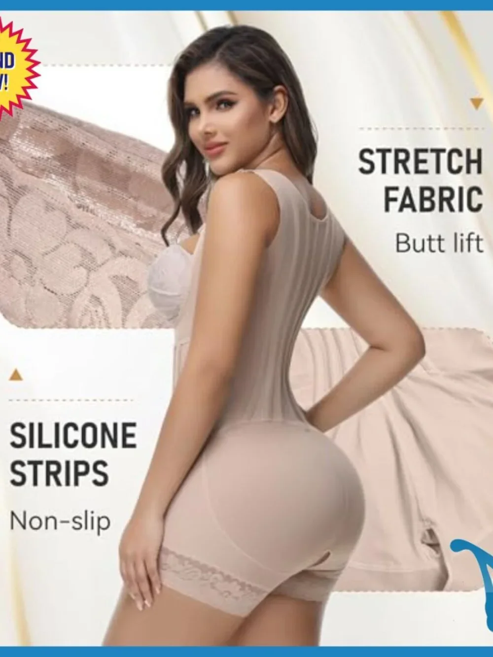 High Compression Shapewear Bodysuit with Zipper & Steel Bones Tummy Control
